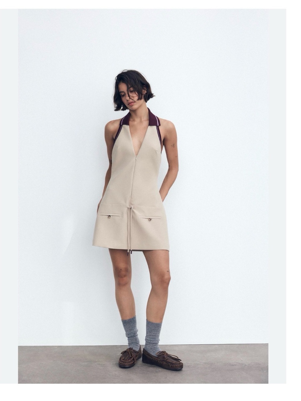 Zara Striped combination rib halter dress - Picture 4 of 6
